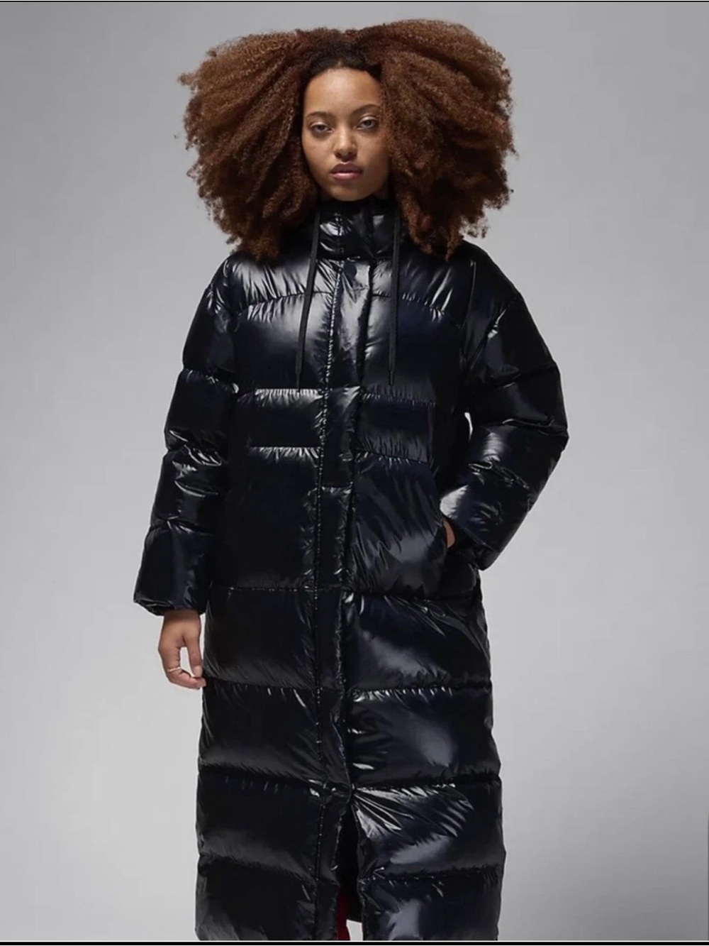 Nike Jordan Down Parka Therma Windpuffer Shiny Black FV7143-010 Womens Small